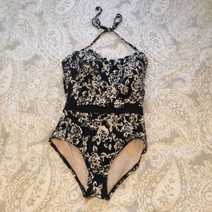Women’s Sea Angel Floral Black and White Swimsuit
